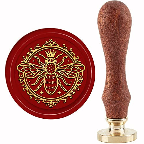 craspire Bienenwachs-Siegelstempel, Vintage-Siegelwachsstempel, Krone, 30 mm/1.18 Zoll, Abnehmbarer Messingkopf, Siegelstempel Mit Holzgriff Für Einladungen, Karten, Geschenkverpackung