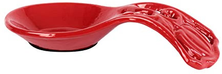 Spoon Rest Holder for Stove Top, Sturdy and Unbreakable Cast Iron Spoon Rest Ladle Holder for Kitchen Counter, Keep Stovetop Countertop Clean, Pumpkin Red
