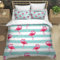 XPINGO Erwachsene Bettwäsche Flamingo 220x240 cm 3teilig 100% Mikrofaser Sommer Weiche Winter Warm Bettbezüge mit Reißverschluss 3D Abstraktion Geometrie Bettbezug mit 2 Kissenbezüge 80x80