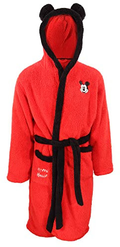 Disney Albornoz unisex de Mickey Mouse de forro polar súper suave para hombres y mujeres, Rojo/Negro, Small/Medium