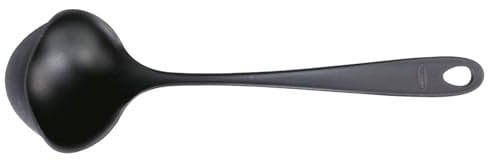 Fiskars Louche à Soupe avec Bord anti-gouttes, Essential, plastique, longueur : 28 cm, volume : 100 ml, pour Droitiers et Gauchers, noir, 1065594