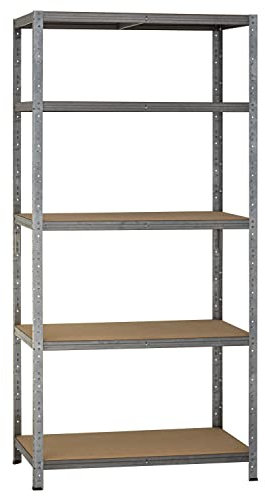 Dysell Schwerlast-Regal 200x100x60 (5HB/175) - Verzinkt - 5 extrastarke HDF-Böden - 875kg Tragkraft - Steckregal für Lager, Garage, Keller, Werkstatt