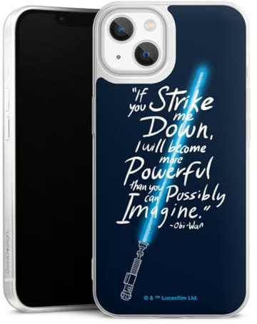 Slim Case extra dünn kompatibel mit Apple iPhone 13 Silikon Handyhülle transparent Hülle Star Wars Obi-Wan Kenobi Lichtschwert