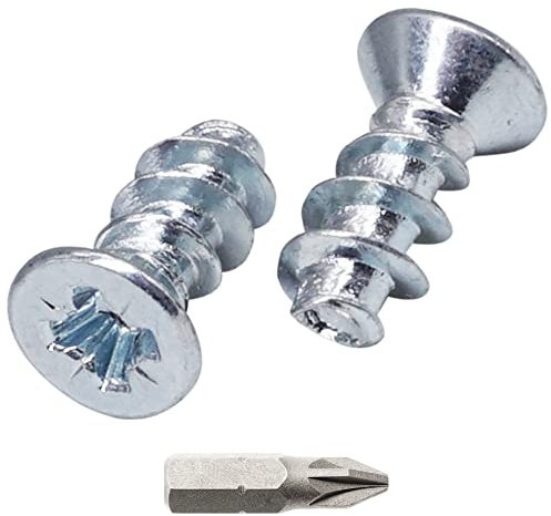 SKIR'CO (100 pièces) Vis Euro zinguées 5.0 x 11 mm, Vis de Glissière de Tiroir, Tête fraisée plate, Vis de charnière