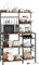 VERMESS Large Bakers Rack with Power Outlets,6-Tier Microwave Stand,Kitchen Shelf with Wire Basket, Vintage (Vintage)