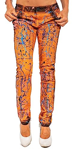Cipo & Baxx Damen Jeans WD445-bans Orange W28/L32