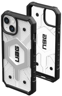 URBAN ARMOR GEAR UAG Case Compatible with iPhone 15 Plus Case 6.7 Pathfinder Clear Ice/Silver Built-in Magnet Compatible with MagSafe Charging Rugged Transparent Dropproof Protective Cover