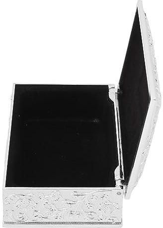 Airshi Aufbewahrungsbox für Ornamente, Schmuckschatulle aus Metall, Geschnitztes Muster für den Schlafsaal (Silber)