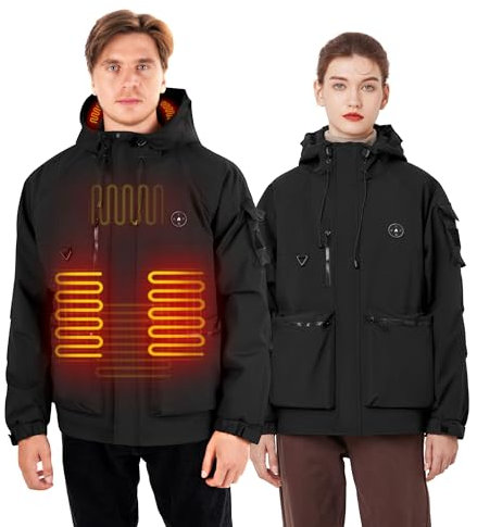 Brimekey Veste Chauffante Homme avec Batterie Manteau Chauffant Homme et Femme Softshell avec 6 Zones de Chauffage