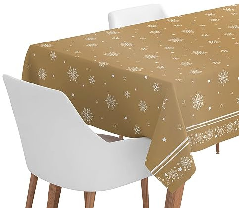 Horeca Collection 1 Rouleau de nappe de Noël 120 x 500 cm Couleur or Motif flocon de neige Rouleau de papier de Noël Décoration de Noël Table Décoration de Noël