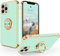 SouliGo iPhone 11 Pro Case, iPhone 11 Pro Phone Case 360° Ring Holder Kickstand for Magnetic Car Mount Slim Luxury Bling Plating Soft TPU Anti-Scratch Protective Bumper Phone Case, Light Green