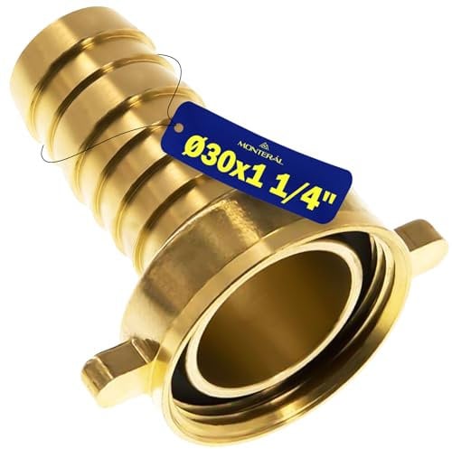 Espiga de Latón para Conexión de Manguera con Diámetro Ø 30 mm y Rosca Hembra 1 1/4” - Garantía de 10 Años - MONTERAL