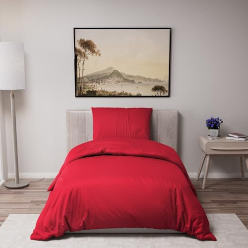 Dreamzie - Bettwäsche Set 135x200 cm mit 1 Kissenbezügen 80x80 cm Burgunderrot - Bettbezug 135x200 Einzelbett aus 100% Mikrofaser - Zertifiziert ohne Chemikalien (Oeko TEX)