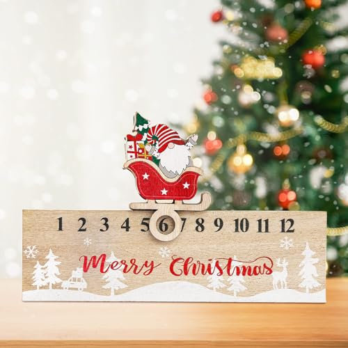 Hianjoo Calendario dell'Avvento di Natale 2025, Calendario da Tavolo in legno per il Conto alla Rovescia di 24 Giorni di Natale, Calendario di Natale Ornamenti(Babbo Natale seduto)