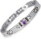 RainSo Amethyst Edelstein Armband,Magnetisches Damenarmband Rostfreier Stahl Edelstein-Design 3500 Gauss Magnetisches Armband für Frauen mit Verstellbare Schnalle und Geschenkbox