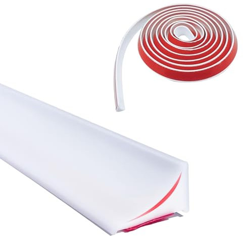 2M*20MM Schwallschutzleiste Dusche Selbstklebend, mit Silikonkautschuk Schwallschutzleiste Selbstklebend, Schwallschutz Trennung von Nass und Trocken, für Küchen, Bäder, Waschbecken (Weiß)