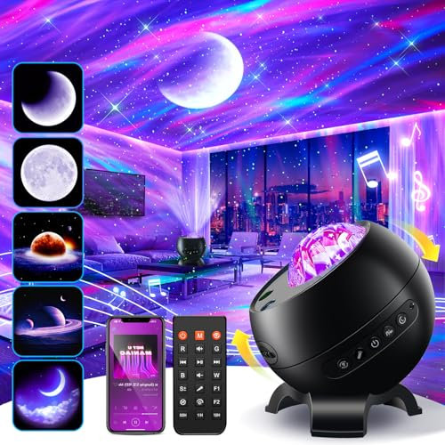 Galaxy Projector, Northern Lights, 15 Colors + Moon Aurora Star Projector, Night Light, Bluetooth Speaker and White Noise, Star Projector, Galaxy Light (Northern Light Projector)