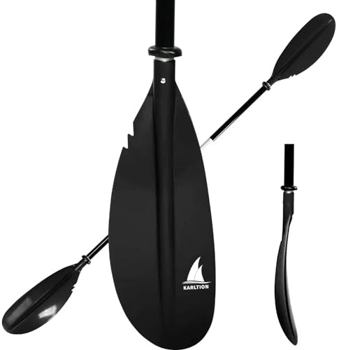 Karltion Kayak Paddle - Adjustable 2 Pieces Aluminum Alloy Shaft with Glass Fiber Blade for Surfing,Oar Fishing Easy Packable Travel- Black