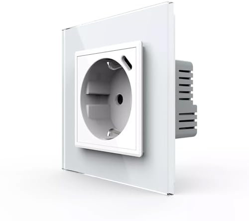 LIVOLO Glas USB-C Steckdose 18W im Glasrahmen Weiß Schuko USB Anschluss TYP C Ladegerät Kindersicherung Schutzkontaktsteckdose Unterputz Einbausteckdose Ladesteckdose VL-FCTF16A-SR-11-A