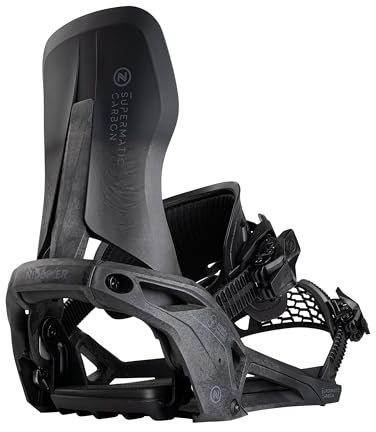 Nidecker Supermatic Snowboard First Fixations universelles, à Double entrée, automatiques - Véritable changeur de Jeu avec sa Technologie Drop in - L - Carbone
