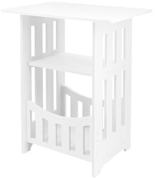 Nachttisch Weiß, 2 Ebenen Beistelltisch, Wohnzimmer Sofa Tisch Beistelltisch, Nordic Stil Schlafzimmer Schrank Tisch, Wohnzimmer Quadratische Tabelle, Passend für Schlafzimmer, Bad und Home Lagerung