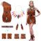 SIMSPEAR Indianer Kostüm Damen, Indianerkostüm für Karneval Fasching, Schönes Kleid mit Feder Stirnband, Ohrringe, Gürtel und Stiefelüberzüge, Handgelenkband, Karneval Kostüm Damen Indianerin