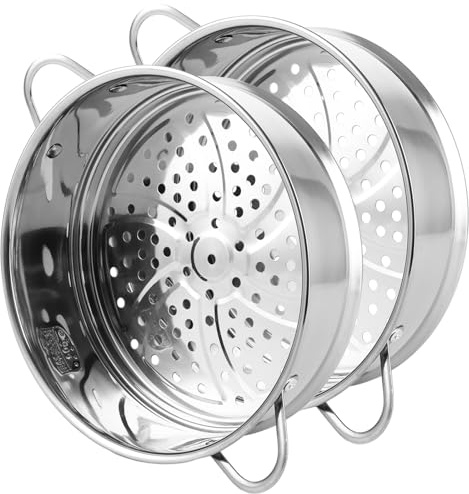 ZOFUN 2 pequeños insertos para olla a vapor, 20 cm, de acero inoxidable, para ollas, vaporera, olla a presión, verduras, frutas, huevos
