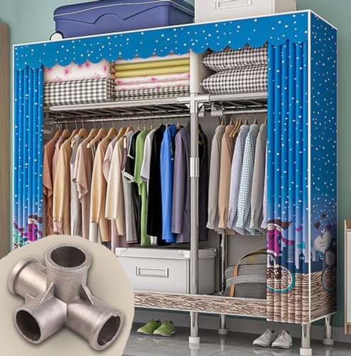Tragbarer Kleiderschrank-Organizer mit Kleiderstange und Regalen, faltbarer Schrank, langlebig, 207 x 46 x 173 cm, einfache Montage für Zuhause, Schlafzimmer, Aufbewahrung