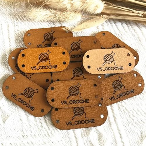 Personalisierte Handgefertigte Etikett Für Kleidung, Benutzerdefinierte Nähen Leder-Tag Mit Logo/Text, Hüte Strickt Tag, Produkt-Tags, Häkeln Handgefertigte Marken, Kleidung Tags (40X20 Mm, 25 Pcs)