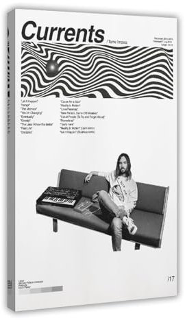 odafcahv Poster su tela di Kevin Parker, motivo: Tame Impala Currents, decorazione per camera da letto, ufficio, camera da letto, regalo, 50 x 75 cm