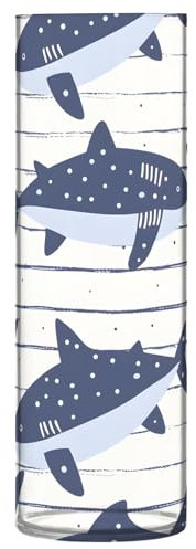 Blumenvase, nahtloses Muster mit Cartoon-Hai auf Streifen, unzerbrechlich, dekorativ, modern, Kunststoffvase für Büro, Zuhause, Meeting