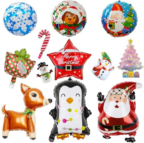 12pcs Luftballons Weihnachten, Weihnachtsballons, Wunderschöner Farbige Ballon Geeignet für Weihnachtsfeierdekoration, Firmenfeiern, Schaufensterdekoration, Partydekoration