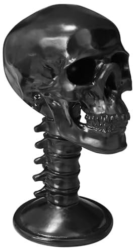 SONGBATE Großer Totenkopf-Brillenständer, kreativer Brillenhalter, Totenkopf-Skulpturen, Sonnenbrillenhalter für Zuhause, Eingang, Büro, Nachttisch, Schreibtisch (schwarz)