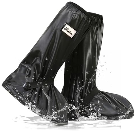 fahrrad Schuhüberzieher Wiederverwendbare Regenschutz Schuh Überzieher Regen Überschuhe, Überschuhe Wasserdicht mit Reißverschluss für Männer und Frauen, Radfahren, Angeln, Outdoor-Sport XXL(EU 48-49)