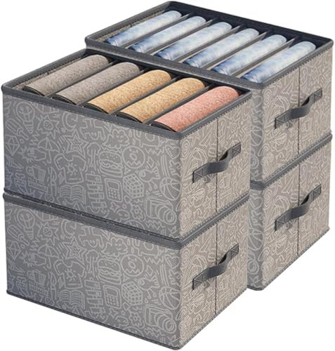 Alrens Organizador de armario mejorado de 4 piezas con placa base insertable, organizador de armario apilable con 5/6 rejillas, organizador de armario para camisas, vaqueros, falda