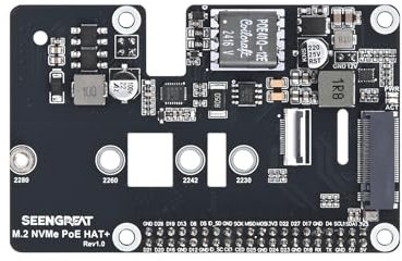Compatible for Raspberry Pi 5 M.2 NVMe PoE Hat+ Expansion Board – PCIe Interface, NVMe SSD Boot, PoE Power Supply, Supports Gen2/Gen3 & 2230/2242/2260/2280 M.2 SSDs