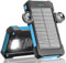 Power Bank Solare da 26800 mAh con Supporto a Ventosa, Caricabatterie Solare 3 Porte per Ricarica Rapida da 15 W con Torcia/SOS/Stroboscopio, Power Bank Impermeabile per Telefono da Esterno(blu)