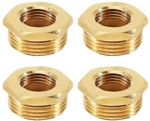 Messing Reduzierstück 1 auf 1/2 Zoll (AG Ø 25mm x IG Ø 20mm), 4 Stück Messing Reduzierstück Gewindefitting 1 Zoll Aussengewinde × 1/2 Zoll Innengewinde, Gewindefitting für Rohrverbindungen