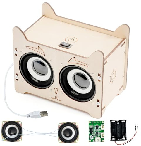 DIY Bluetooth Lautsprecher,Elektronik Baukasten,Lautsprecher Bausatz,Holz Experimente Wissenschaft für Kinder, Bluetooth-Lautsprechers STEM-Spielzeug Coole Geschenkideen für 8-12 Jahre Jungen Mädchen