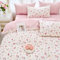 Michorinee Housse de couette 220x240 Coton Motif Fleurs Rose Blanc Parure de lit Adulte 2 Personnes Fleur Colorées Imprimée Carreaux Rose Linge de Lit avec Fermeture Eclair et 2 Taies d'Oreiller 65x65