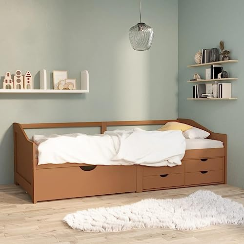 Teenpull Tagesbett 3-Sitzer, Honigbraun Kiefernholz, 90x200 cm, mit 5 Schubladen, multifunktionales Sofa, Gäste Bed Frame für Schlafzimmer Furniture