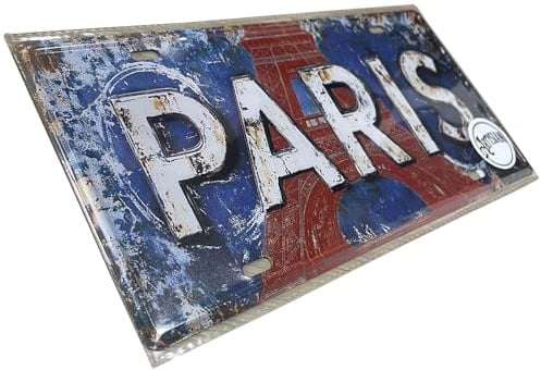 Cartel de metal vintage de París, 30 x 15 cm, cartel retro de chapa con diseño de la Torre Eiffel, cartel francés para decoración de pared