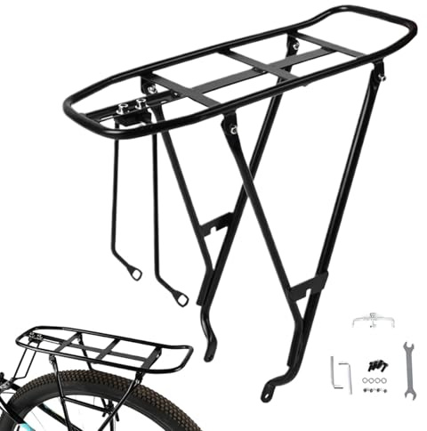 Gepäckträger für Fahrrad – breiter Heckträger | Fahrradständer | robuste Halterung für Satteltaschen & Sattel | stabiler Transportkoffer für Reisen und tägliches Radfahren