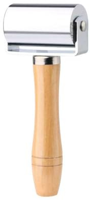 AMSLSIU Wood Stainless Steel Flat Pressure Roller Leather Blank Creaser Smoother Stamping Iron Roll Tools for Wallpaper, Log color/60mm