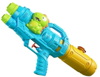 DuskHaven Leichte Wasserpistole mit Zwei Löchern für Kinder und Erwachsene, Vielseitiges und Tragbares Zubehör für Strandpartys Im Freien, Sommer Pool, Mädchen Junge, Blauer Dinosaurier