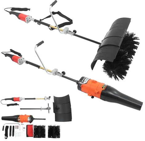ROGONPDK Spazzaneve elettrico manuale 2 in 1, spazzaneve e spazzatrice, spazzatrice manuale con ventola, 2 in 1 con ventilatore, scopa elettrica per foglie, spazzatrice elettrica manuale