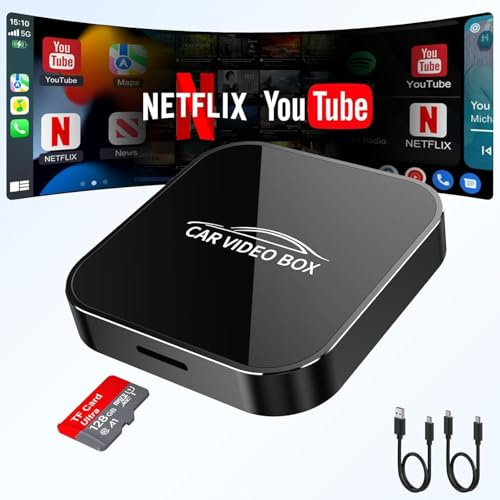 2026 Wireless CarPlay & Android Car Adapter Supports Netflix/YouTube/TF - Plug & Play, Magic Video Box Compatible with Factory CarPlay & Android Car (4GB RAM+16GB)