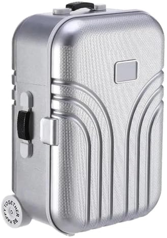 Mini Trolley Spardose Urlaub, Silber Urlaubskasse Geschenk, Reisekasse Geschenk mit Kartenfach & Beweglichen Rädern, Urlaubskasse Spardose Geschenkidee für Kinder, Jugendliche, Reisefans