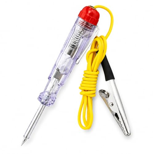 Topolenashop Tester di Tensione Auto 6V 12V 24V con Clip a Coccodrillo e Cavo 75 cm – Penna Cerca Corrente per Controllo Circuiti Elettrici, Fusibili, Batterie e Impianti Auto Moto Camion | 54907
