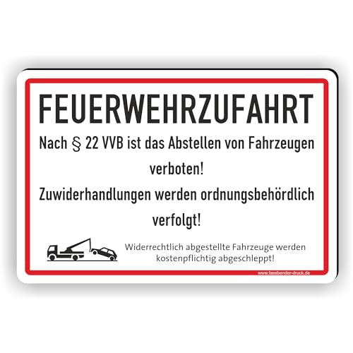 FEUERWEHRZUFAHRT FREIHALTEN - §22VVB - SCHILD/D-017 (60x40cm Schild)